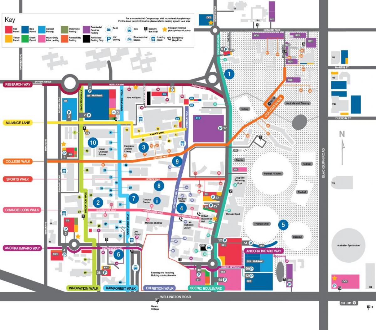 žemėlapis Monash universitetas