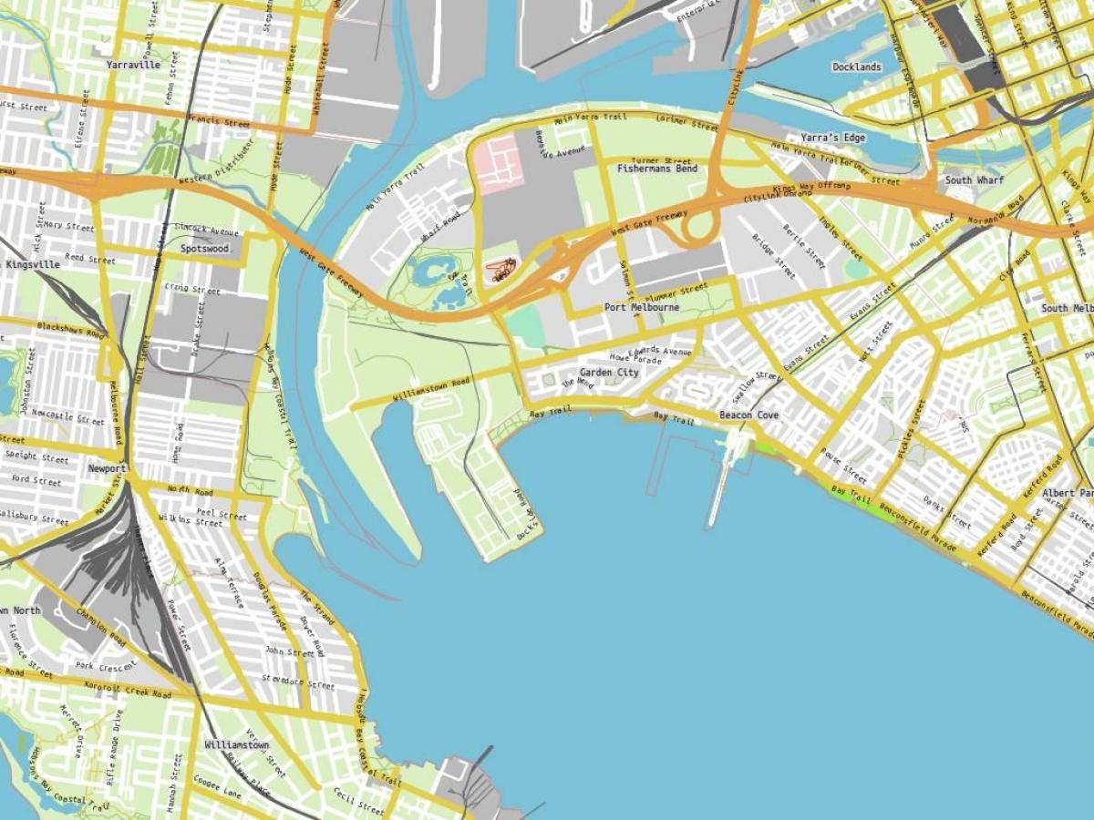 žemėlapis uosto Melburnas