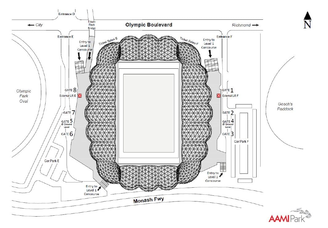 aami park Melbourne žemėlapyje