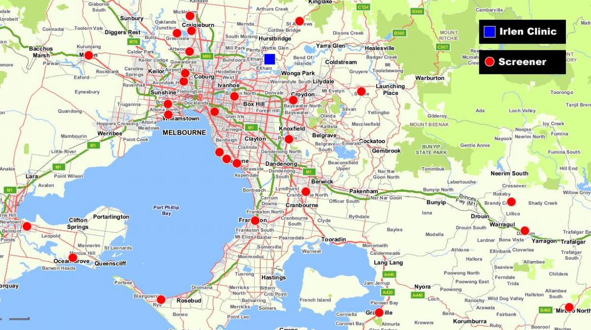 žemėlapis didesnis Melburnas