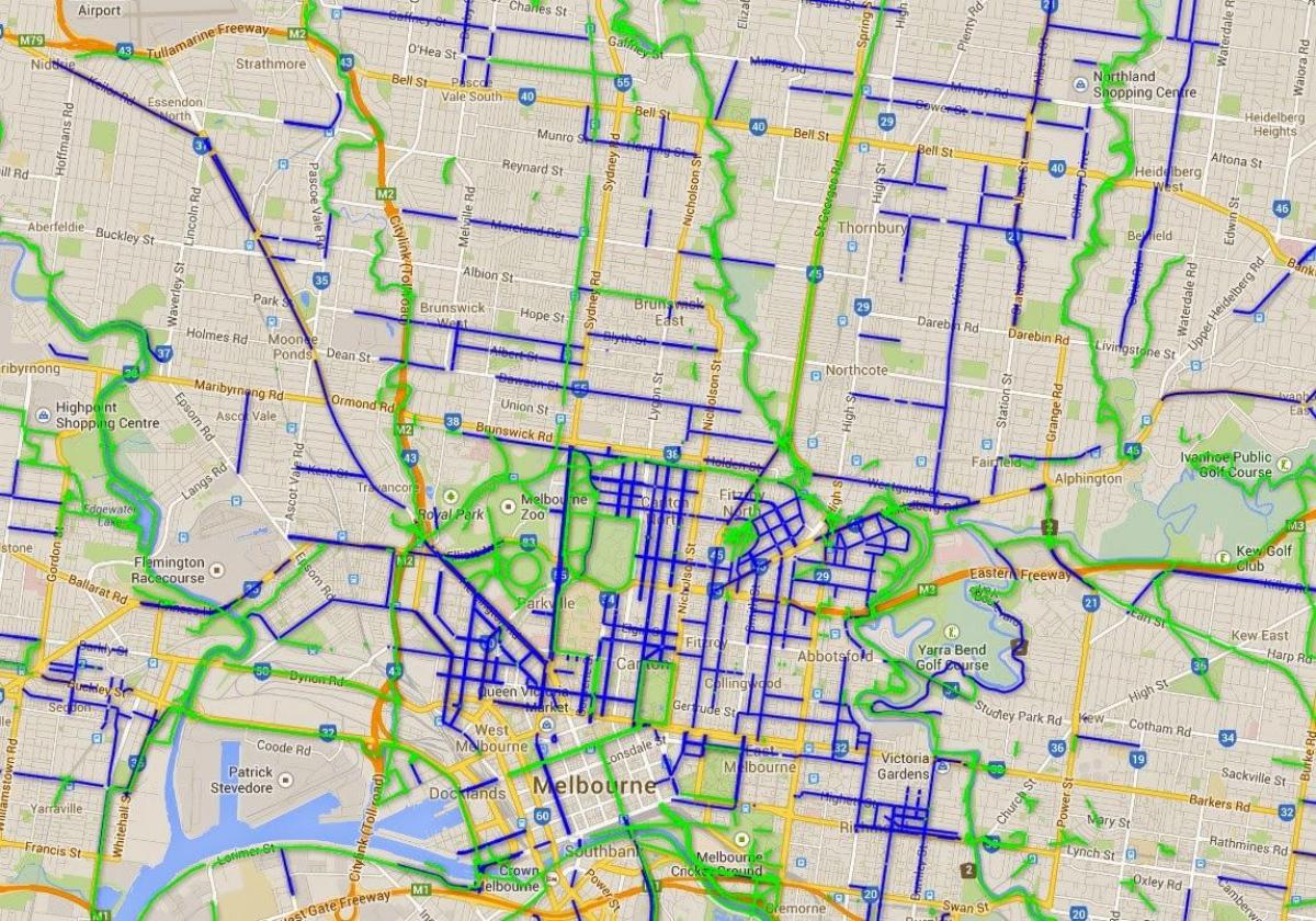 dviračių takų Melburnas žemėlapyje