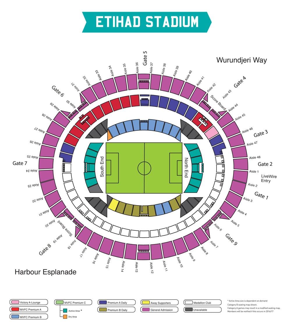 žemėlapis Etihad " stadione Melburnas