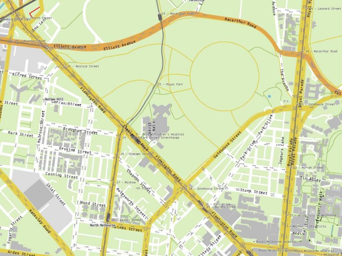 žemėlapis Karališkosios vaikų ligoninės Melburnas