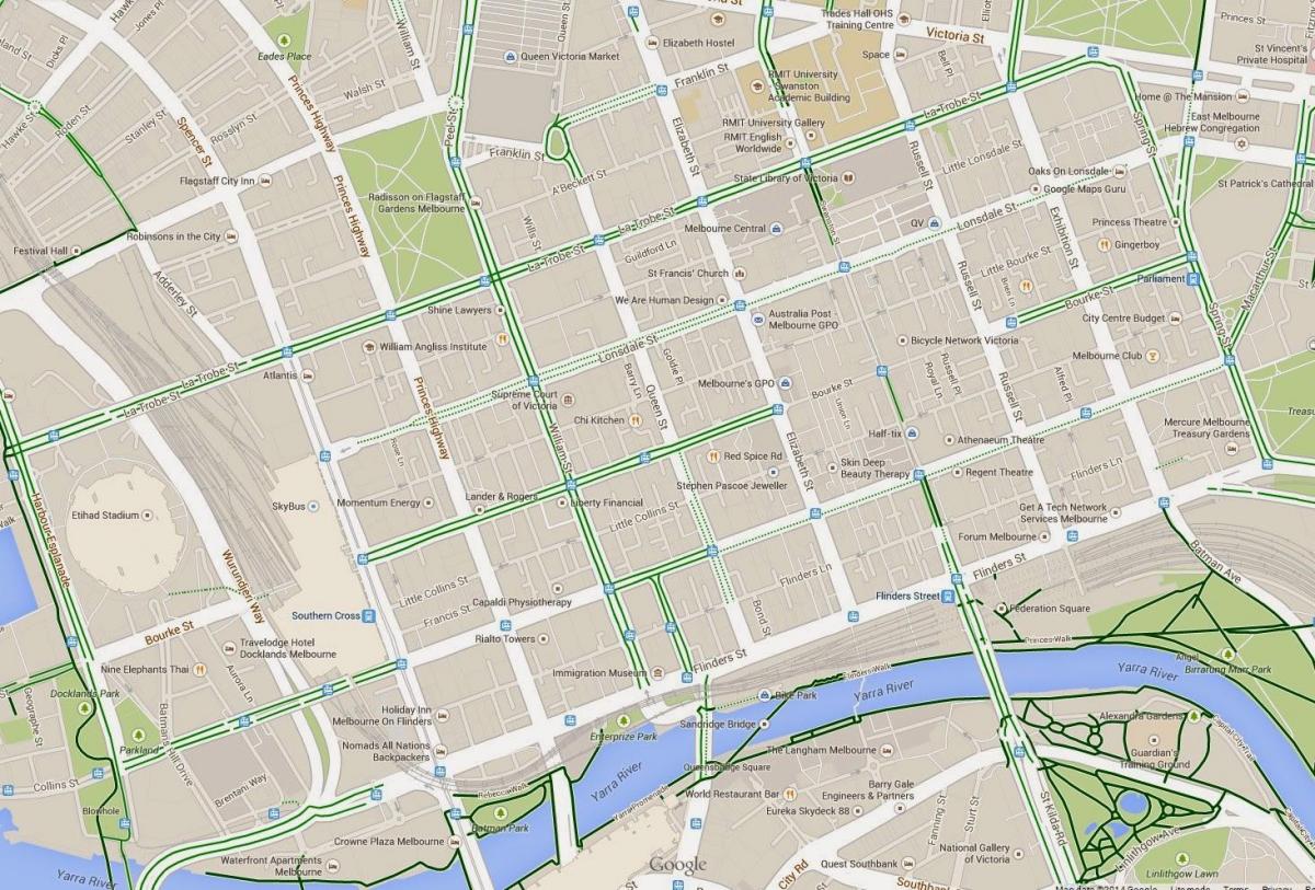 žemėlapis cbd iš Melbourne
