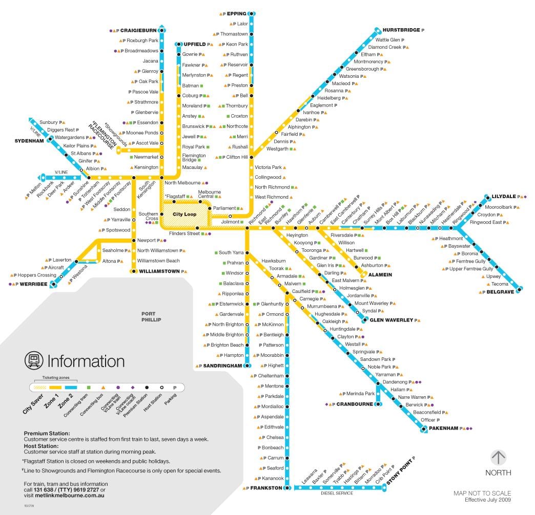 metro Melburnas žemėlapyje