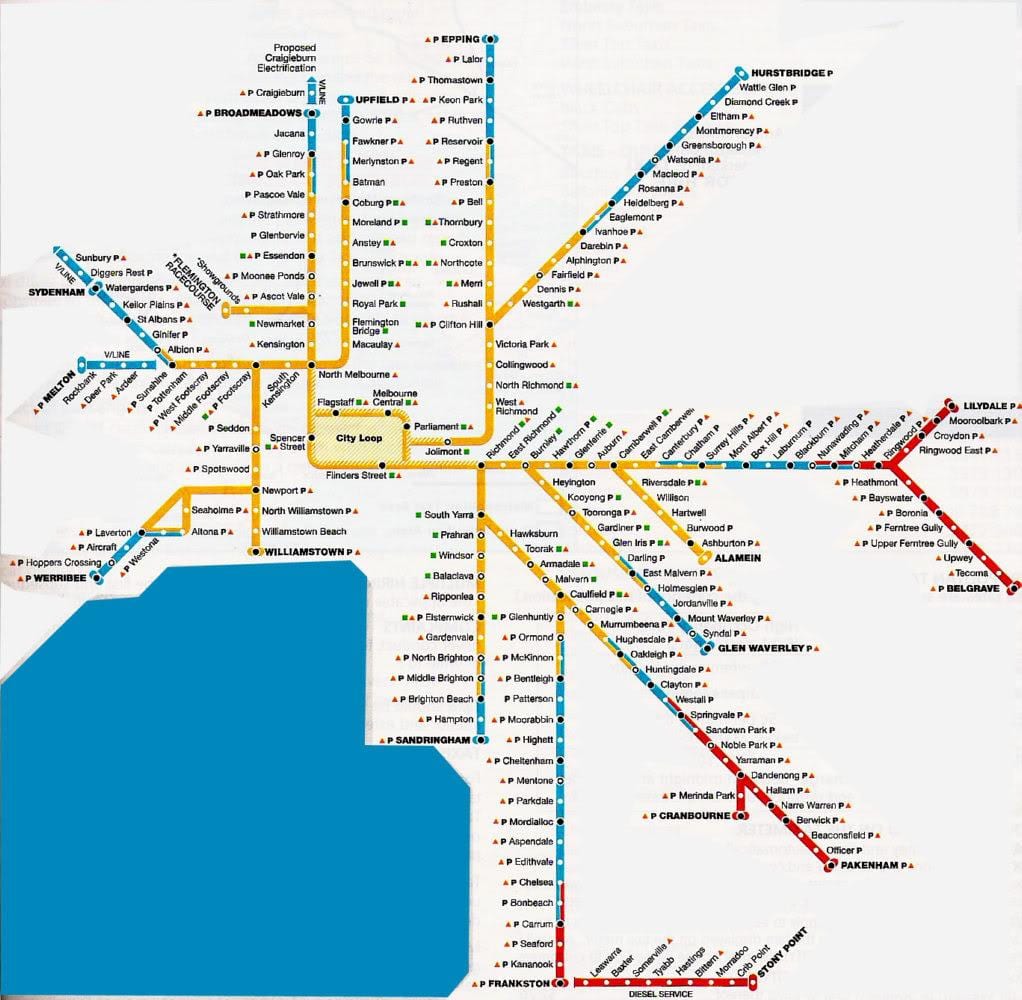 Melburnas metropolinės zonos žemėlapis