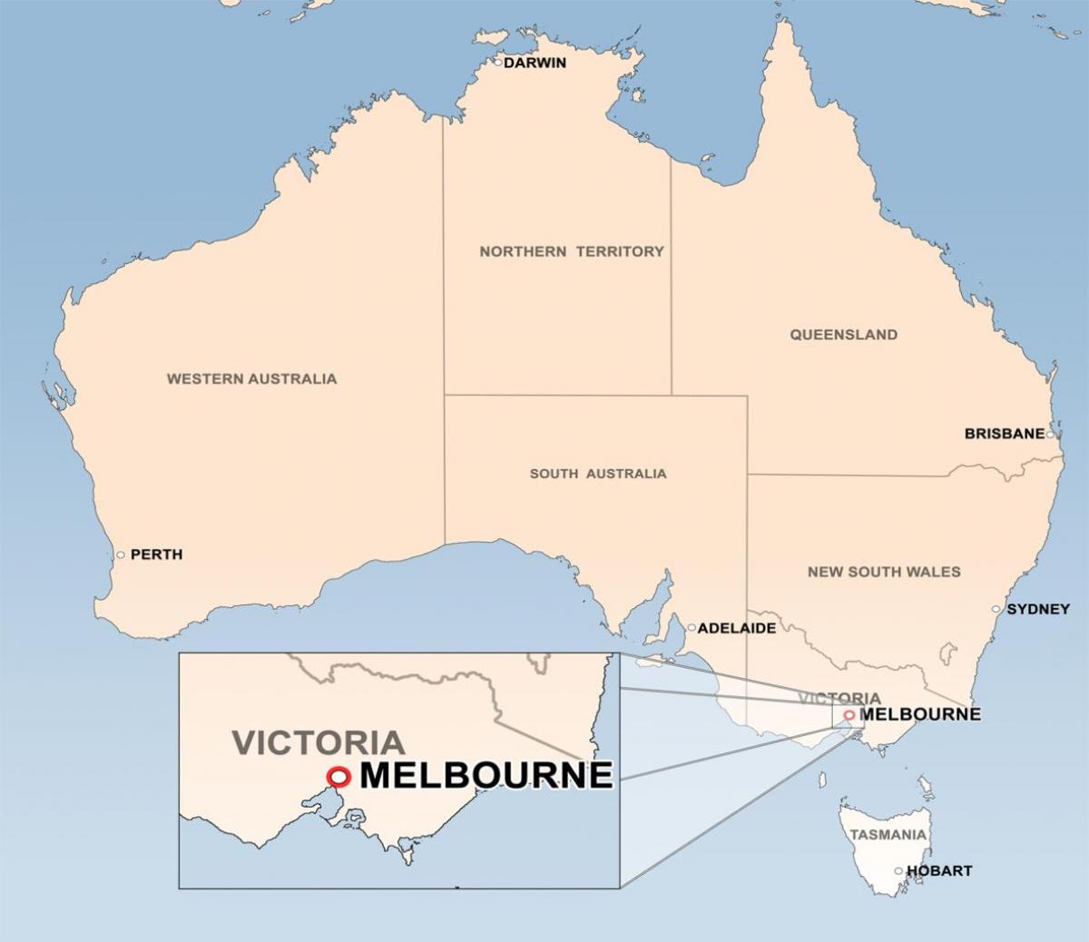 žemėlapis Melburnas, Australija