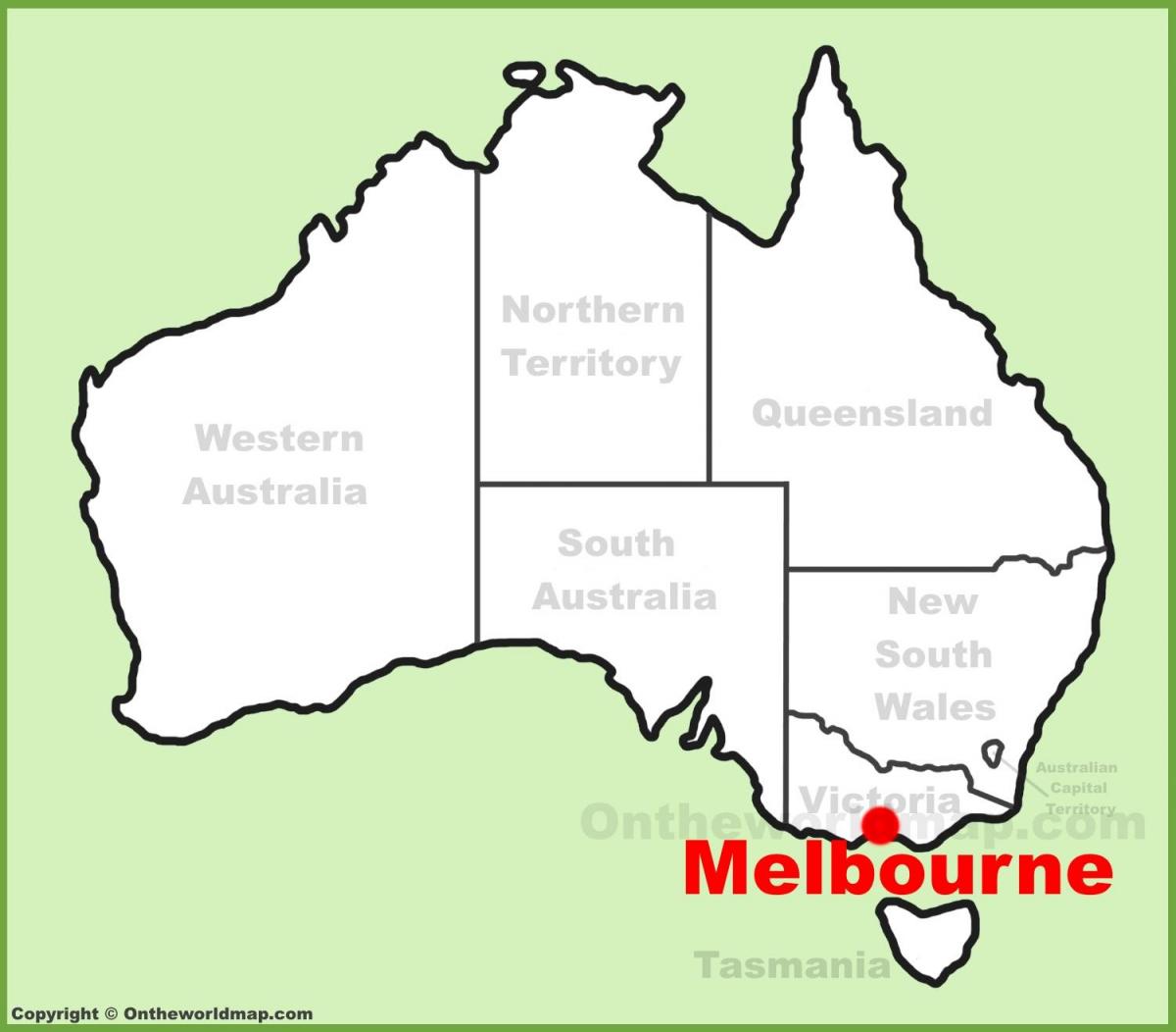 žemėlapis Melburnas, Australija