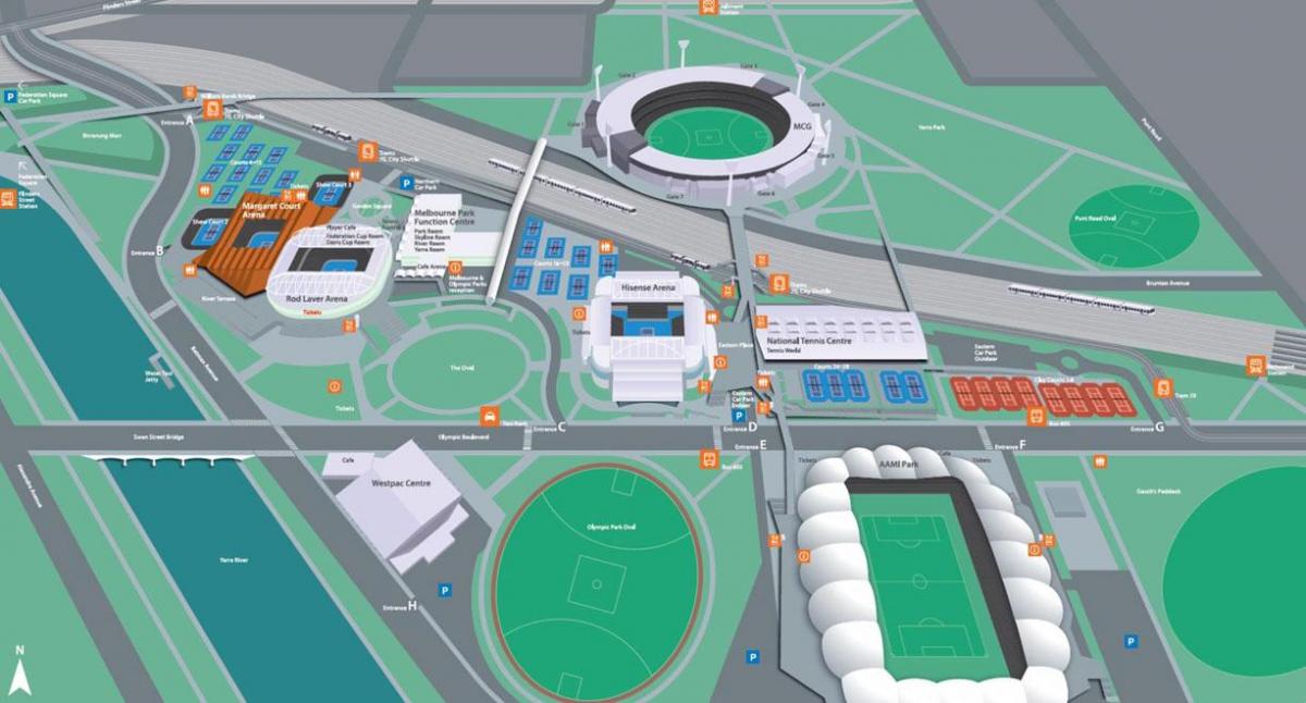 Melburno olimpinio parko žemėlapis