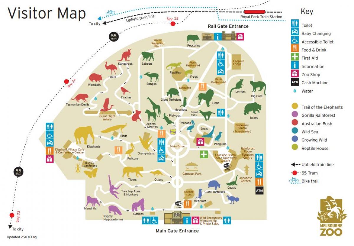 žemėlapis Melburno zoologijos sodas