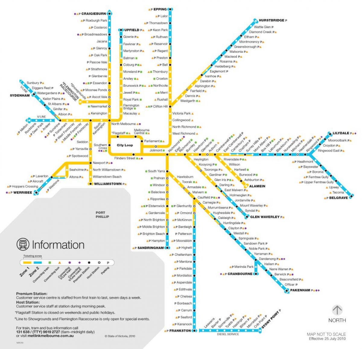 Melburno traukinių tinklo žemėlapis