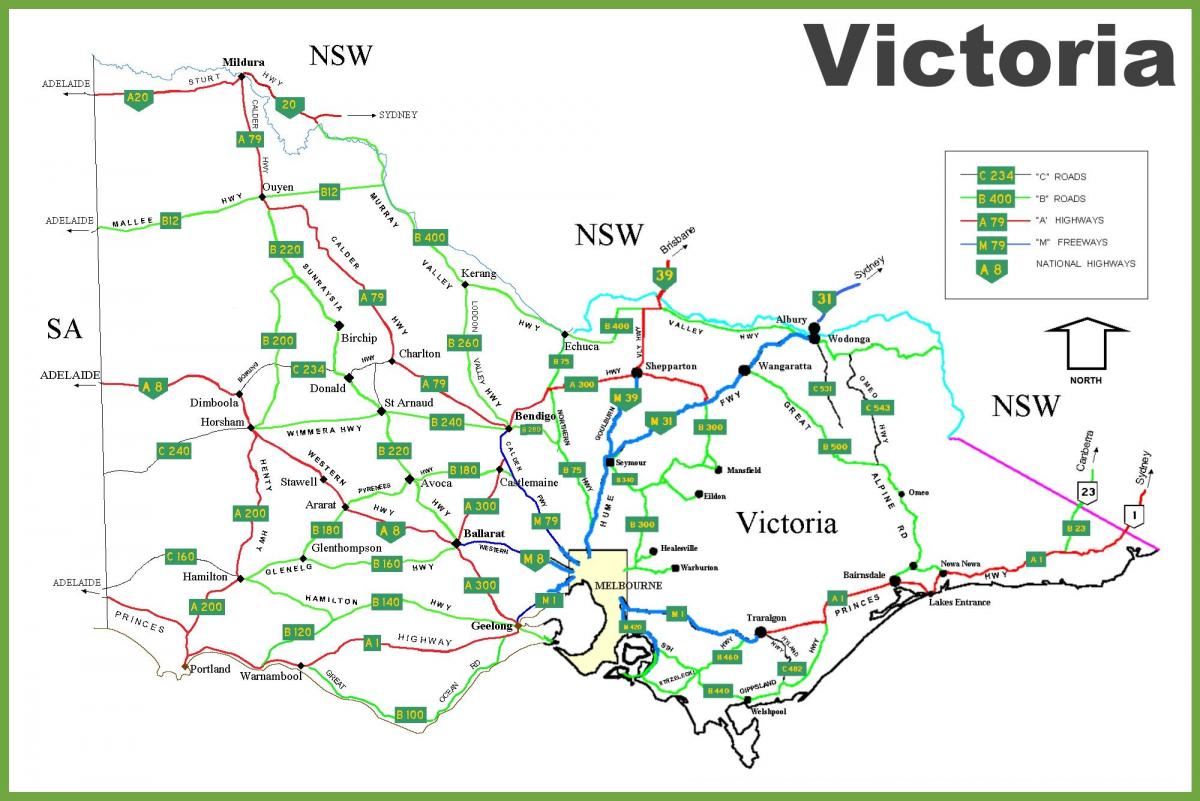 žemėlapis iš Victoria Australia