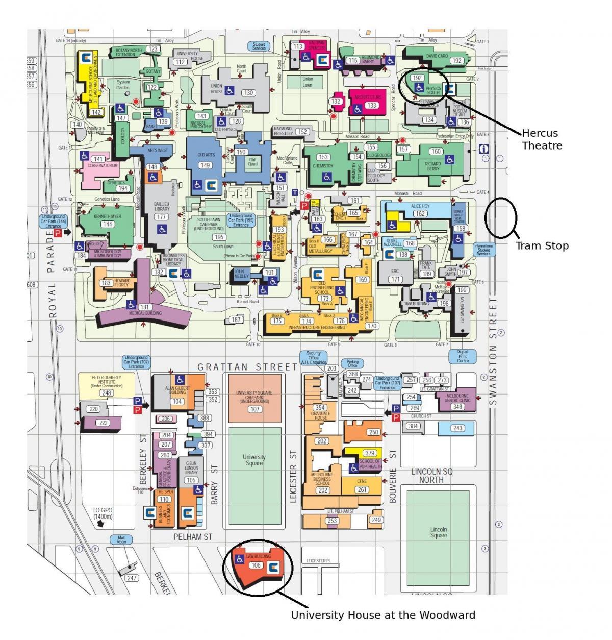 Viktorijos universiteto campus žemėlapis