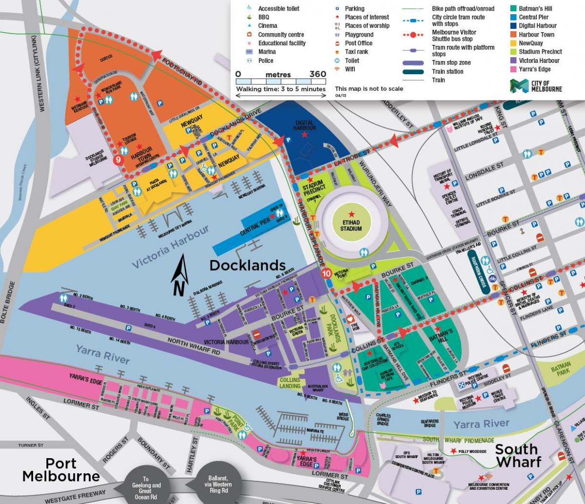 docklands žemėlapis Melburnas
