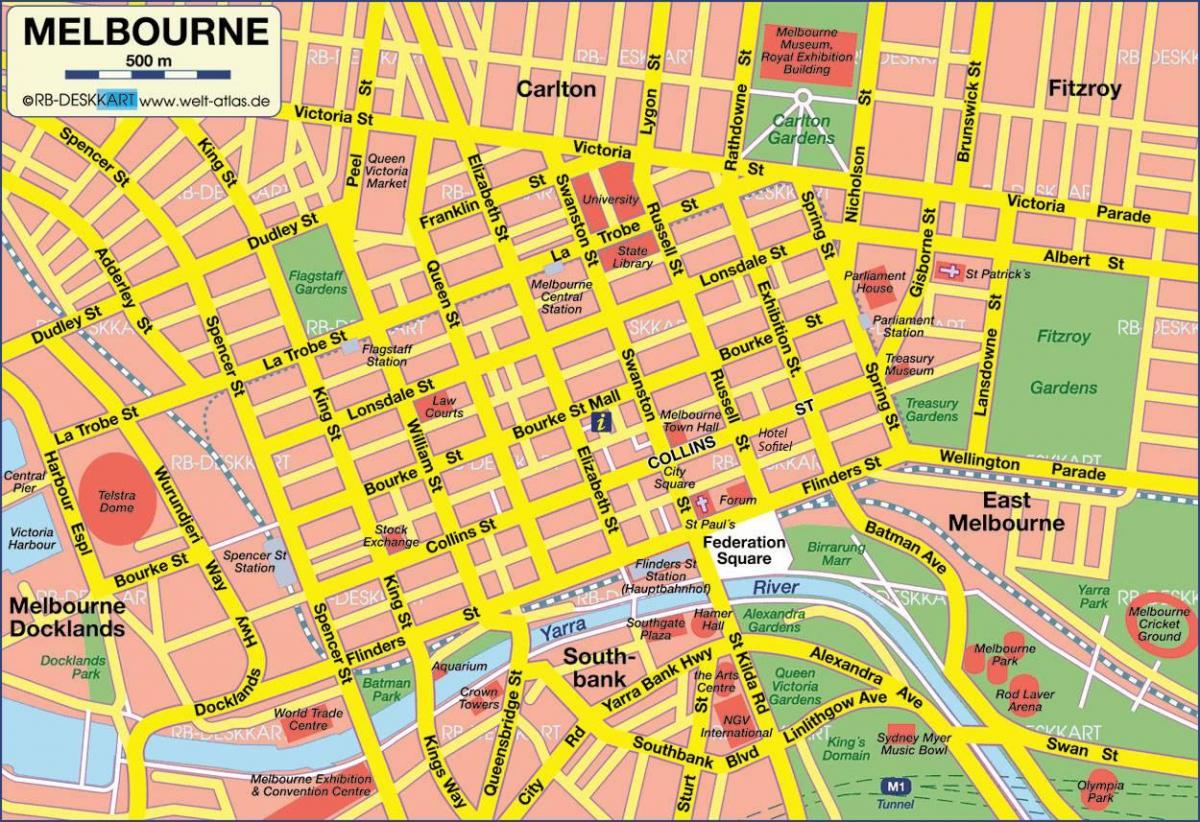 Melburnas miesto žemėlapis