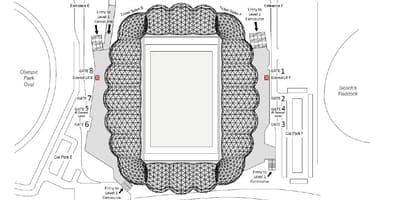 Aami park Melbourne žemėlapyje