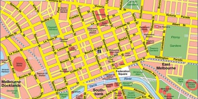 Žemėlapis Melbourne cbd