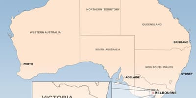 Žemėlapis Melburnas, Australija
