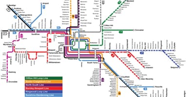 Traukinių stotis map Melburnas