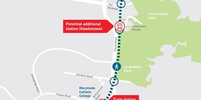Žemėlapis skyrail Melburnas žemėlapyje