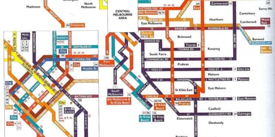Melburnas viešojo transporto žemėlapis